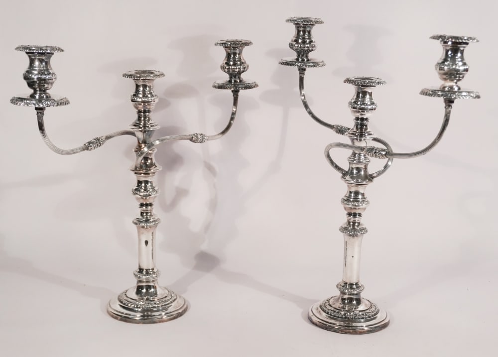 Fine Pair Antique English Edwardian Silver Plate Candelabra (1 of 3)
