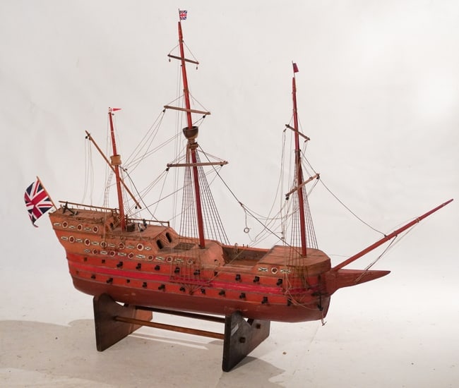 Antique Folk Art Hand Crafted Model Ship (1 of 3)