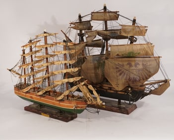 Two Vintage Handcrafted Model Ships