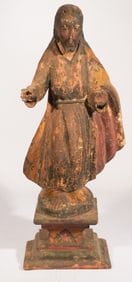 Period Antique Carved & Polychrome & Gilt Santos Figure