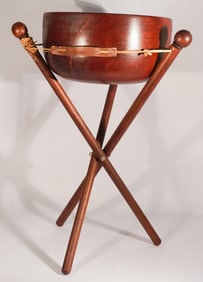 Charming Mid Century Teak Wood Bowl on Stand