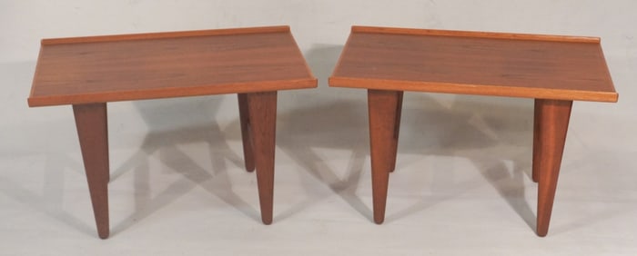 Pair Swiss Modern Teak Wood Side Tables