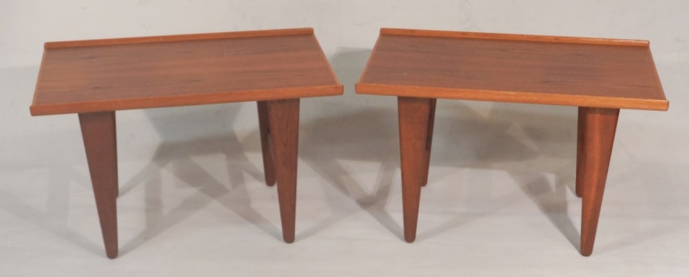 Pair Swiss Modern Teak Wood Side Tables (1 of 3)