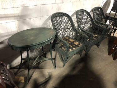Set Antique Woven Wicker Furniture