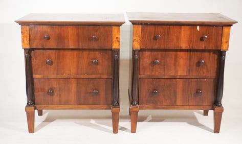 Fine Pair Biedermeier Style Chest of Drawers