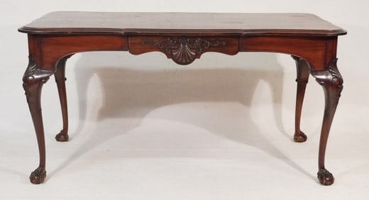 Handsome Chippendale Style Carved Mahogany Console Table or Desk