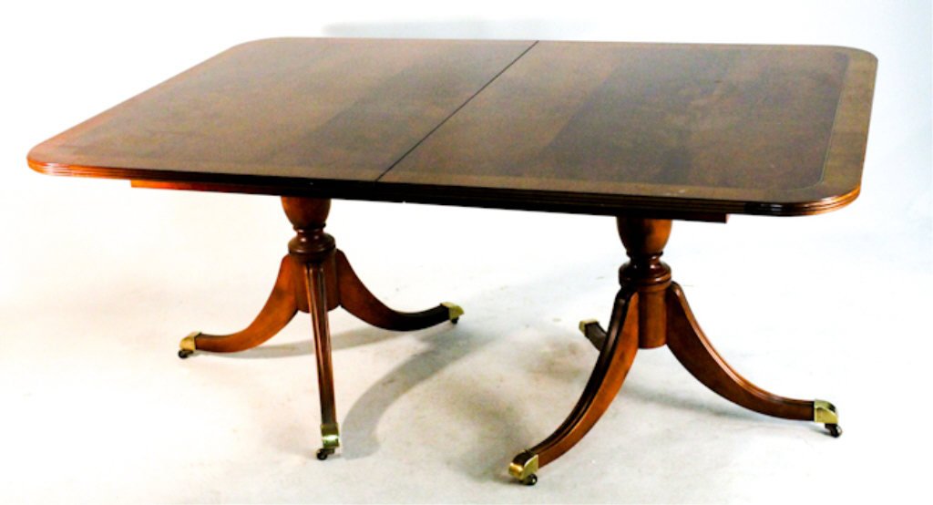 English Regency style mahogany dining table: H29 1/2" L106" W44"