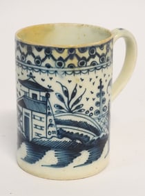 Excellent Georgian Blue & White Pearlware Decorated Tankard or Cup