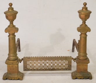 Uncommon Charleston South Carolina Neoclassical Brass Andirons