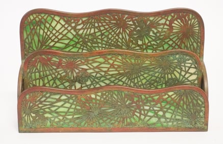 Handsome Tiffany Studios Pine Needle Pattern Desktop Letter Stand