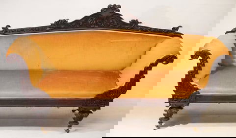 Important American Classical Carved Mahogany Sofa
