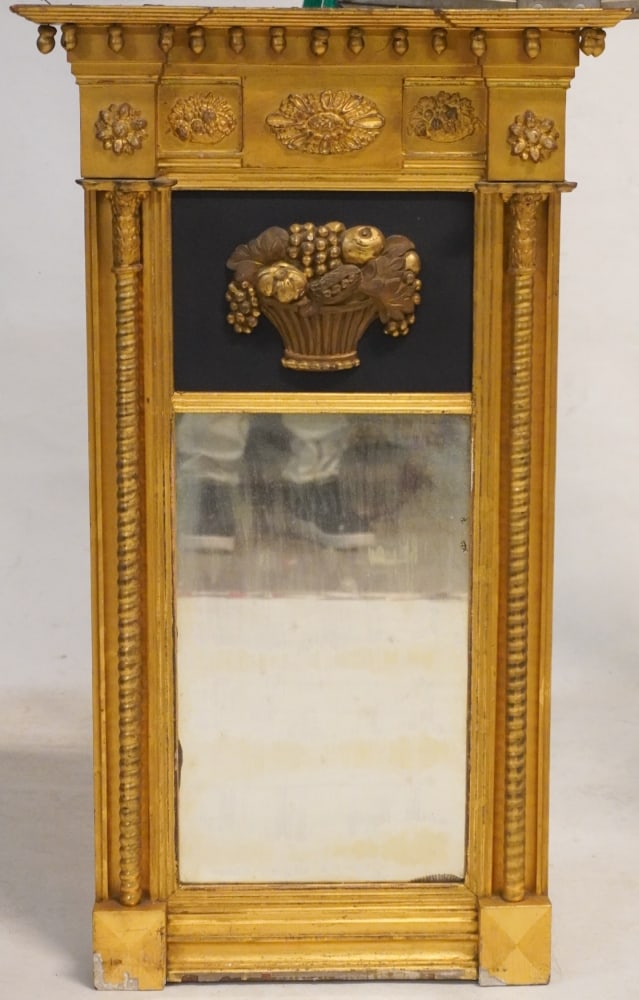 Fine American Neoclassical Carved & Gilt Looking Glass (1 of 3)