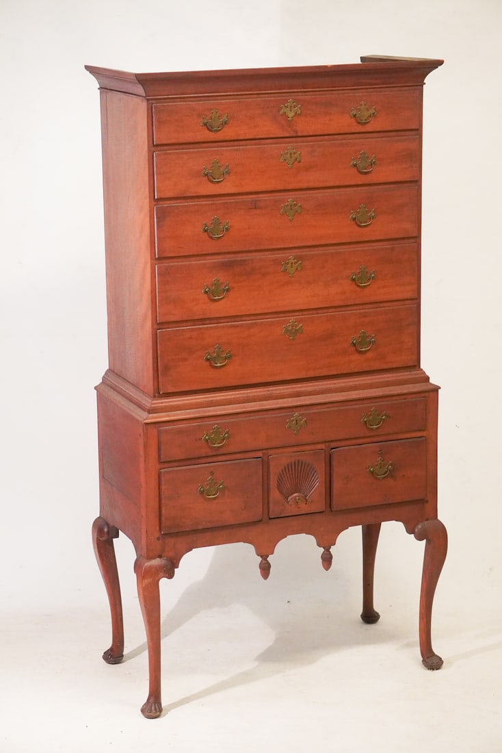 Fine American Queen Anne Carved Cherry High Boy (1 of 9)