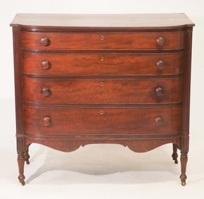 Very Handsome American Federal Carved & Figured Mahogany Chest of Drawers