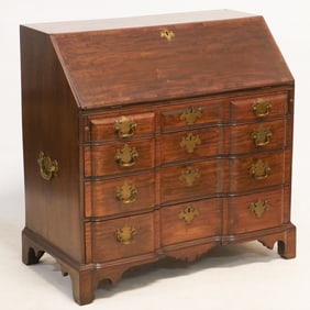 Excellent American Chippendale Carved Mahogany Block Front Desk