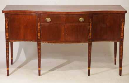 Handsome Southern Federal Inlaid Mahogany Serpentine Sideboard