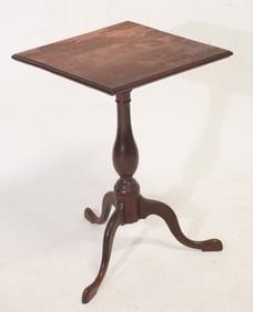 Handsome American Queen Anne Mahogany Square Tilt Top Candle Stand