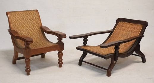Two Excellent Antique Caribbean Hardwood Plantation Youth Chairs