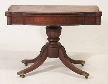 Handsome American Federal Carved Mahogany Games Table