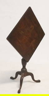 Excellent American Federal Inlaid Mahogany Tilt Top Table: Circa 1790. Having brilliant early, likely original, surface with a square top having banded perimeter over nicely turned base emitting three fine legs ending in a pad foot. H27 3/8" W20 1/2" D20 1/2"
