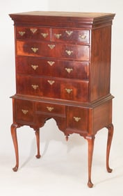 Handsome American Queen Anne Walnut & Cherry HighBoy