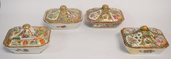 Fine Collection Antique Chinese Export Rose Medallion Porcelain Serving Bowls