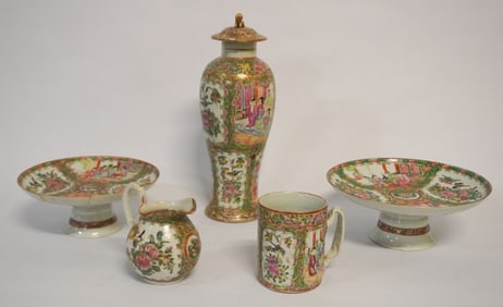 Collection Handsome Antique Chinese Export Rose Medallion Porcelain Articles
