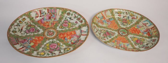 Fine Antique Chinese Export Rose Medallion Porcelain Platters
