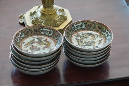 Excellent Set Antique Chinese Export Porcelain Sauce Bowls