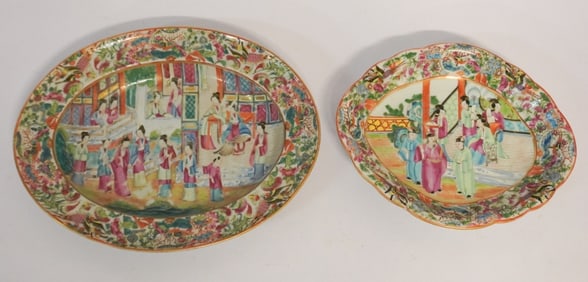Two Fine Antique Chinese Export Porcelain Mandarin Serving Pieces