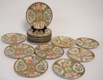 Handsome Set Antique Chinese Export Rose Medallion Salad Plates