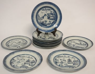 Fine Collection Antique Chinese Export Porcelain Blue & White Canton Dishes