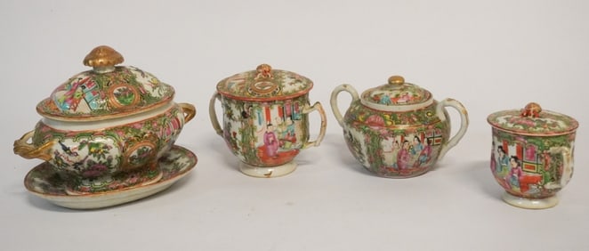 Collection Antique Chinese Export Porcelain Lidded Table Wares