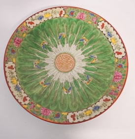 Antique Chinese Export Cabbage Leaf Porcelain Charger