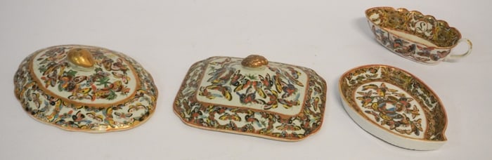 Antique Chinese Export Porcelain 1000 Butterfly Group