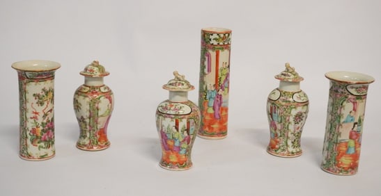 Collection Antique Chinese Export Porcelain Rose Medallion Vessels & Wares