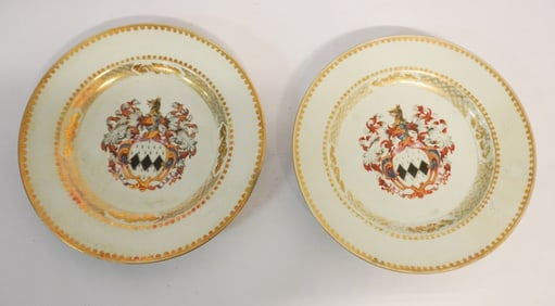 Excellent Pair Antique Chinese Export Porcelain Chargers