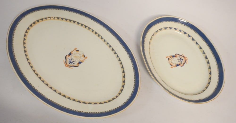Two Very Handsome Antique Chinese Export Porcelain Oval Serving Platters (1 of 3)
