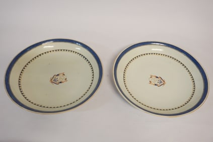 Two Excellent & Large Antique Chinese Export Porcelain Chargers
