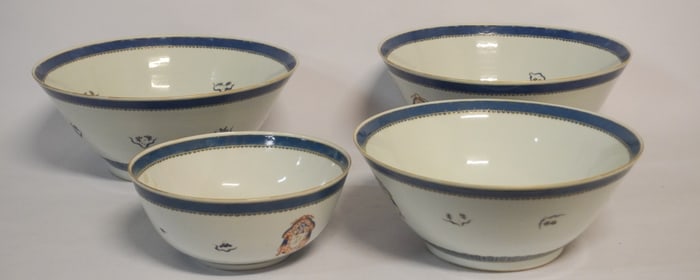 Collection Antique Chinese Export Porcelain Punch Bowls