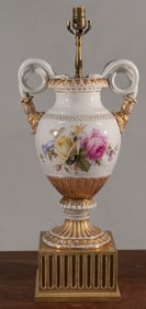 Exceptional Antique German Meissen Porcelain Snake Handle Urn