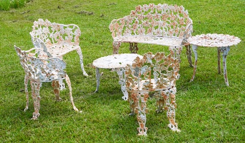 Excellent Set Antique Cast Iron Garden Furniture