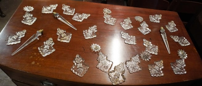 Set Antique French Cathedral Chandelier Crystal Prisms
