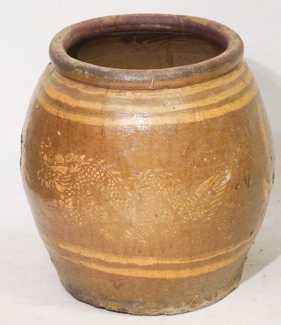 Antique Chinese Stoneware Decorated Fermentation Jar (1 of 2)