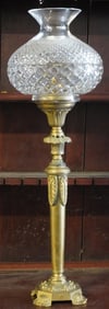 Exceptional NeoClassical Cut Glass & Gilt Metal Whale Oil Banquet Lamp