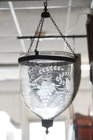 Exceptional English Regency Etched & Blown Glass Smoke Bell