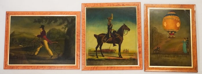 Three Charming Antique Reverse Paintings on Glass