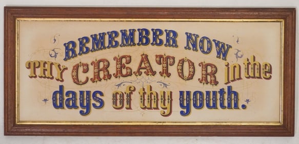 Antique American Hand Colored Sign Framed