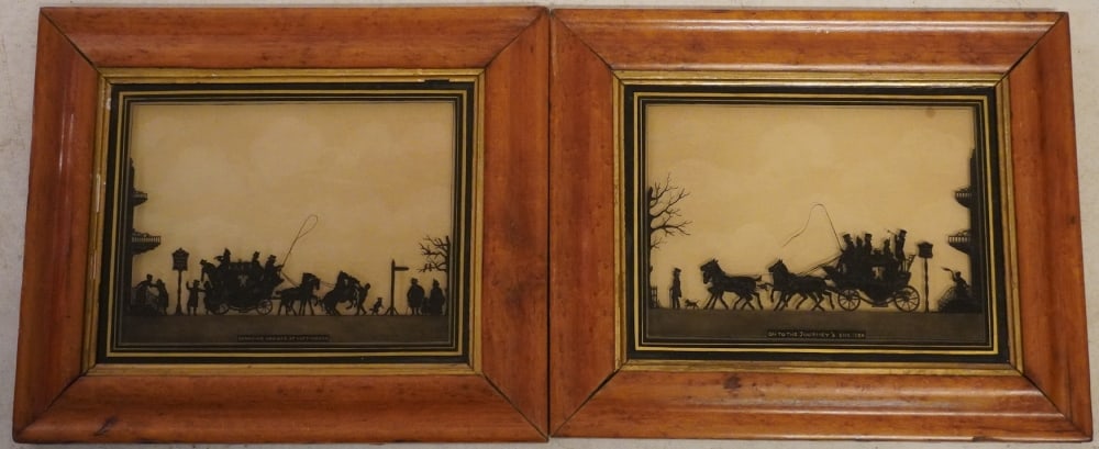 Pair Reverse Painting on Glass Silhouette Pictures (1 of 3)
