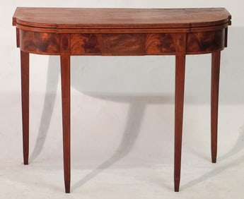 Handsome American Federal Figured & Inlaid Mahogany Games Table